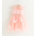 GI1439 ชุดเดรสเด็กผู้หญิง แขนกุดซีทรู แต่งดอกไม้ดอกใหญ่ สีพีช (2ชิ้น) S.130/140