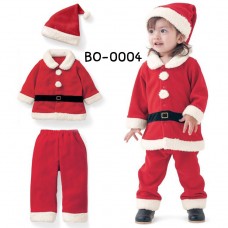 BO0004 ชุดซานตาครอสเด็กผู้ชาย แขนยาว กางเกงขายาว พร้อมหมวก ต้อนรับคริสมาสต์นี้ (3ชิ้น) 