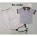 bo0082 เสื้อเด็กผู้ชาย ลายขวางสีน้ำตาล + สายเอี๊ยม + กางเกงสีน้ำตาล (3ชิ้น) 