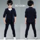 BO0084 ชุดสูทเด็กผู้ชายออกงาน เด็กโต สุดคุ้ม เสื้อสูท + เสื้อกั๊ก + กางเกงขายาวกรมท่าเกือบดำ (3ชิ้น)