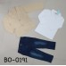 BO0191 ชุดเด็กผู้ชาย เสื้อคอปก แขนยาว สีขาว+ เสื้อคลุม/เสื้อสูท แขนยาว สีกากี + กางเกงยีนส์ (3ชิ้น)