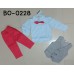 BO0228 ชุดเด็กผู้ชายออกงาน เชิ๊ตแขนยาวสีฟ้าติดหูกระต่ายสีแดง กั๊กสีเทา กางเกงสีแดงแตงโม (3ชิ้น) S.90