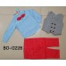 BO0228 ชุดเด็กผู้ชายออกงาน เชิ๊ตแขนยาวสีฟ้าติดหูกระต่ายสีแดง กั๊กสีเทา กางเกงสีแดงแตงโม (3ชิ้น) S.90