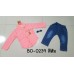 BO0239 ชุดเด็กผู้ชายออกงาน เสื้อเชิ๊ตแขนยาวลายทางสีส้ม หูกระต่ายจุดน้ำเงิน กางเกงยีนส์ขายาว (3ชิ้น) S.80