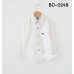 BO0248 เสื้อเชิ๊ตเด็กผู้ชายออกงาน คอปกแขนยาว ปักลายสุนัขที่กระเป๋าเสื้อ สีขาว