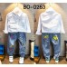 BO0263 เสื้อเชิ๊ตเด็กผู้ชายออกงาน คอปกแขนยาว แต่งกระเป๋าที่อก สีขาว
