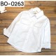 BO0263 เสื้อเชิ๊ตเด็กผู้ชายออกงาน คอปกแขนยาว แต่งกระเป๋าที่อก สีขาว