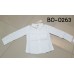 BO0263 เสื้อเชิ๊ตเด็กผู้ชายออกงาน คอปกแขนยาว แต่งกระเป๋าที่อก สีขาว