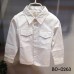 BO0263 เสื้อเชิ๊ตเด็กผู้ชายออกงาน คอปกแขนยาว แต่งกระเป๋าที่อก สีขาว
