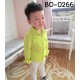 BO0266 เสื้อเชิ๊ตเด็กผู้ชายออกงาน คอปกแขนยาว แต่งกระเป๋าที่อก สีเหลือง S.100