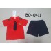 BO0411 ชุดนักบินเด็กผู้ชาย เสื้อสีแดง เนคไทด์และ กางเกงขาสั้น สีดำ (3ชิ้น) S.90