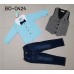 BO0424 ชุดเด็กผู้ชายออกงาน สุดเท่ห์ เชิ๊ตสีฟ้าอมเขียวติดหูกระต่าย + เสื้อกั๊ก + กางเกงยีนส์ (3ชิ้น) 