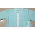 BO0445 เสื้อเชิ๊ตเด็กผู้ชายออกงาน คอปกแขนยาวสีฟ้าอมเขียว เล่นขอบสีขาว S.90