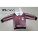 BO0455 เสื้อเด็กผู้ชาย คอปกแขนยาว ติดหูกระต่ายสีแดง ลายริ้วขาวแดง S.100