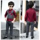 BO0471 ชุดเด็กผู้ชายออกงาน เสื้อเชิ๊ตสีเลือดหมูกั๊กเย็บติด  และกางเกงขายาวสีเทา (2ชิ้น)