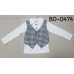 BO0474 เสื้อเด็กผู้ชายออกงาน แขนยาวกั๊กเย็บติด สีขาวดำ S.100/110