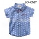 BO0517 เสื้อเชิ๊ตเด็กผู้ชายออกงาน แขนสั้นผ้ายีนส์ลายจุด ติดหูกระต่ายลายสก๊อต S.130