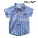 BO0517 เสื้อเชิ๊ตเด็กผู้ชายออกงาน แขนสั้นผ้ายีนส์ลายจุด ติดหูกระต่ายลายสก๊อต