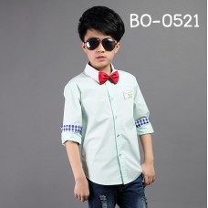 BO0521 เสื้อเชิ๊ตเด็กผู้ชายออกงาน เด็กโต คอปกแขนยาว สีเขียวมิ้นท์ 