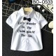 BO0533 เสื้อเชิ๊ตเด็กผู้ชายแขนสั้นสีขาว ติดหูกระต่ายลายจุดสีดำ (2ชิ้น) 