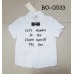 BO0533 เสื้อเชิ๊ตเด็กผู้ชายแขนสั้นสีขาว ติดหูกระต่ายลายจุดสีดำ (2ชิ้น) S.100