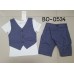 BO0534 ชุดสูทเด็กชาย กั๊กเย็บติดแขนสั้นสีขาว และกางเกงสีเทา (2ชิ้น) 
