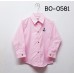 BO0581 เสื้อเชิ๊ตเด็กผู้ชาย คอปกแขนยาว ปักลายสมอเรือที่อกซ้าย สีชมพูอ่อน 