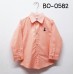 BO0582 เสื้อเชิ๊ตเด็กผู้ชาย คอปกแขนยาว ปักลายสมอเรือที่อกซ้าย สีโอรส 