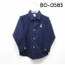 BO0583 เสื้อเชิ๊ตเด็กผู้ชาย คอปกแขนยาว ปักลายสมอเรือที่อกซ้าย สีกรมท่า