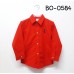 BO0584 เสื้อเชิ๊ตเด็กผู้ชาย คอปกแขนยาว ปักลายสมอเรือที่อกซ้าย สีแดง