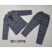 BO0596 ชุดสูทเด็กผู้ชายออกงาน เสื้อสูทแขนยาว + กางเกงขายาวลายสก๊อต สีเทาเข้ม (2ชิ้น) 