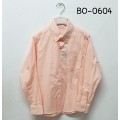 BO0604 เสื้อเชิ๊ตเด็กผู้ชาย แขนยาวคอปกติดกระดุม แต่งกระเป๋า สีโอรส