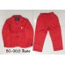 BO0613 ชุดสูทเด็กผู้ชายออกงาน เสื้อคลุมสูทแขนยาว และกางเกงขายาว สีแดง (2ชิ้น) 
