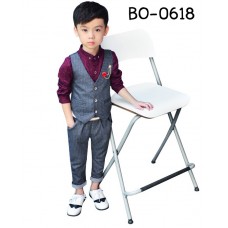 BO0618B กางเกงเด็กผู้ชายออกงานลายจุดสีเทาควันบุหรี่ S.130