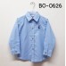 BO0626 เสื้อเชิ๊ตเด็กผู้ชาย คอปกแขนยาว ปักลายสมอเรือที่อกซ้าย สีฟ้า 