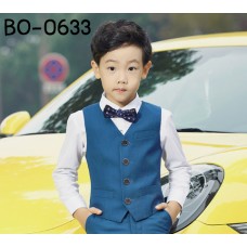 BO0633 เสื้อกั๊กเด็กผู้ชายสีน้ำเงินอมเขียว