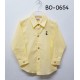 BO0654 เสื้อเชิ๊ตเด็กผู้ชาย คอปกแขนยาว ปักลายสมอเรือที่อกซ้าย สีเหลืองอ่อน 