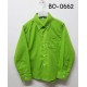 BO0662 เสื้อเชิ๊ตเด็กผู้ชาย แขนยาวคอปกติดกระดุม แต่งกระเป๋า สีเขียวตองอ่อน 