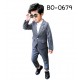 BO0679 ชุดสูทเด็กผู้ชายออกงาน ลายทางสีเทา (2ชิ้น)