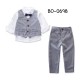 BO0698 ชุดเซ็ทเด็กผู้ชาย เสื้อเชิ๊ตสีขาวติดหูกระต่ายกรมท่า + เสื้อกั๊ก และกางเกงสีเทา (3ชิ้น) S.90