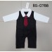 BS0788  ชุดบอดี้สูทเด็กผู้ชายออกงาน แขนยาว ติดเนคไทสีแดงเลือดหมู ลายทางสีดำ (2ชิ้น) 