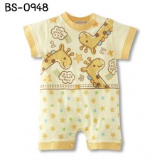 BS0948 ชุดบอดี้สูทเด็ก แขนสั้น ลายยีราฟ สีเหลือง S.80