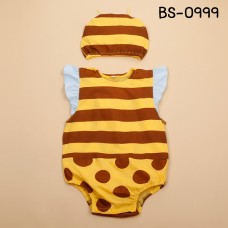 BS0999 ชุดบอดี้สูทแฟนซีเด็ก เซ็ทสัตว์ ลายผึ้งน้อย พร้อมหมวก (2ชิ้น) S.90