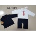 BS1039 ชุดบอดี้สูทเด็กผู้ชายแขนยาวออกงาน เนคไทสีแดง พร้อมเสื้อสูทสีกรมท่า (2ชิ้น) S.90