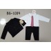 BS1039A ชุดบอดี้สูทเด็กผู้ชายแขนยาวออกงาน เนคไทสีแดง พร้อมเสื้อสูทสีดำ (2ชิ้น) S.80