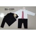 BS1039A ชุดบอดี้สูทเด็กผู้ชายแขนยาวออกงาน เนคไทสีแดง พร้อมเสื้อสูทสีดำ (2ชิ้น) S.80
