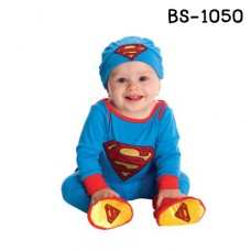 BS1050 ชุดบอดี้สูทแฟนซีเด็ก ดิสนีย์แขนยาวลายซุปเปอร์แมน พร้อมหมวก (2ชิ้น) 