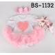 BS1132 ชุดบอดี้สูทแฟนซี เด็กผู้หญิงครบเซ็ท ลายหัวใจ + ผ้าคาดผม + รองเท้า (3ชิ้น) Large