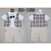BS1188 ชุดบอดี้สูทเด็กผู้ชายออกงานแขนสั้น ติดหูกระต่ายสีดำ เสื้อกั๊กลายสก๊อตสีกากี S.95