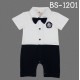 BS1201 ชุดบอดี้สูทเด็กผู้ชายออกงานสีขาว หูกระต่ายสีดำ (ถอดออกได้) กางเกงสีดำ S.90